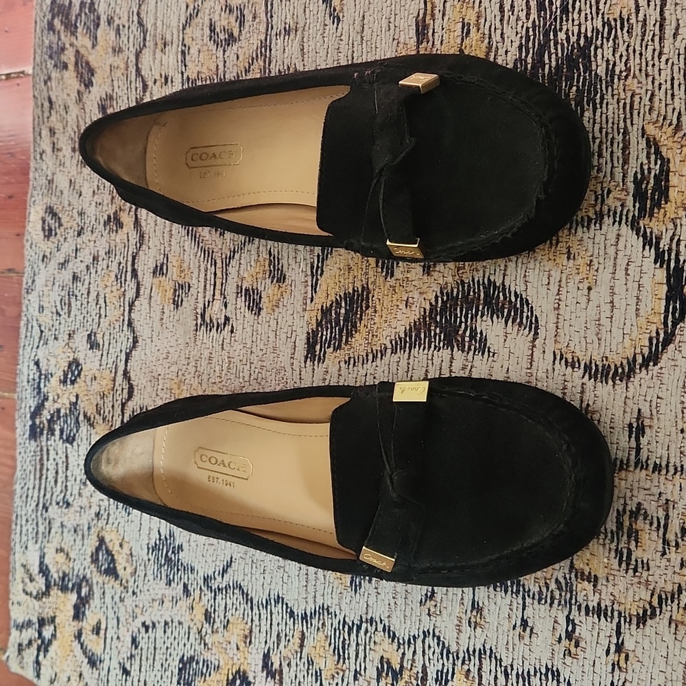 Coach Women's black suede driving shoe size 7.5